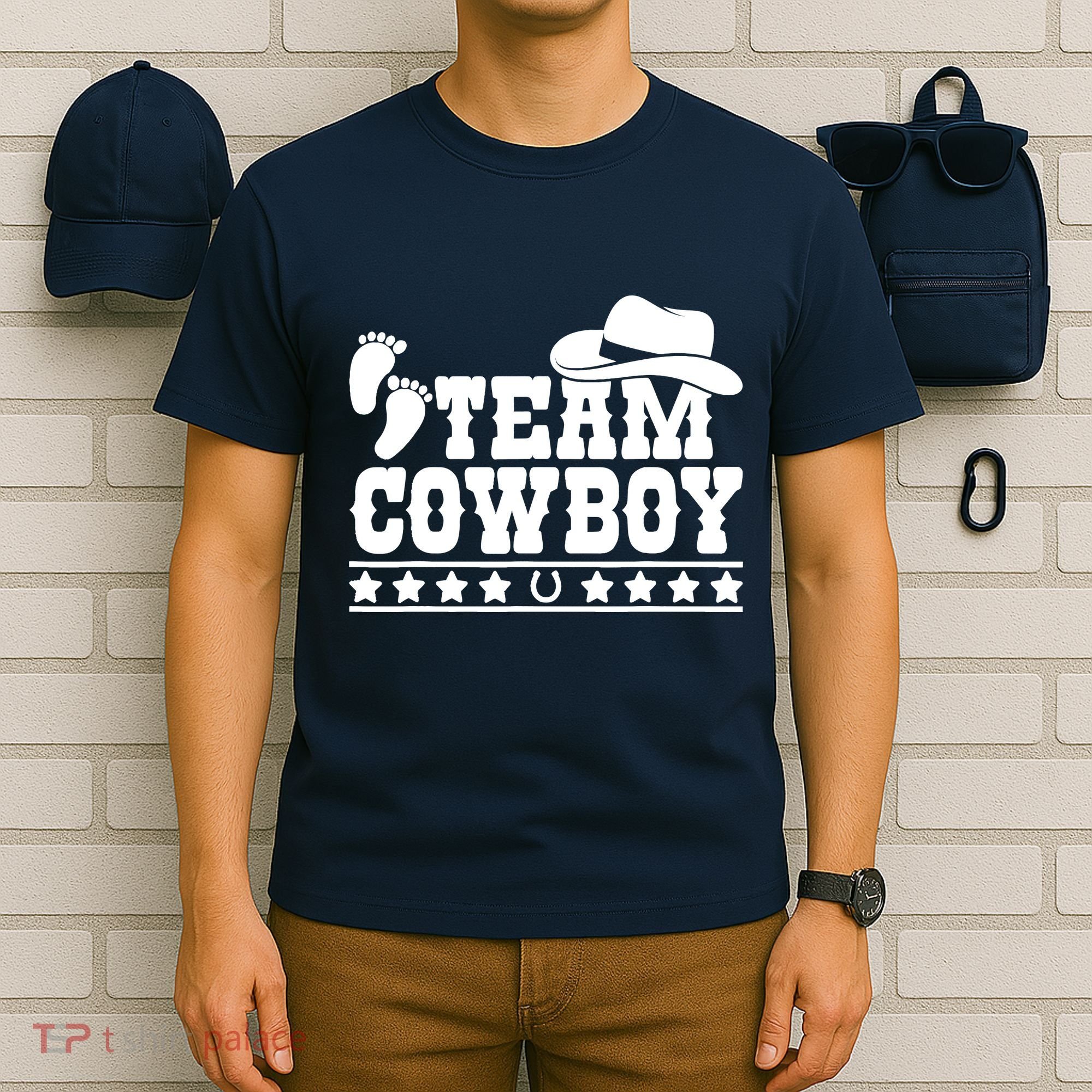 Team Cowboy Baby Gender Reveal Outfit Team Boy Gender Reveal T-Shirt