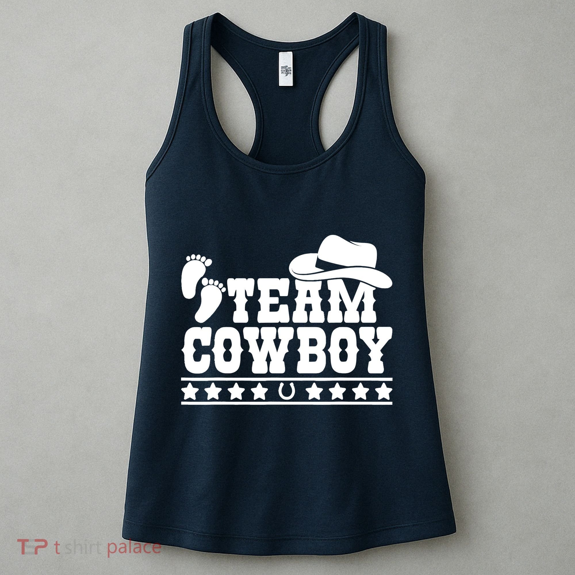 Team Cowboy Baby Gender Reveal Outfit Team Boy Gender Reveal Women's Tank Top