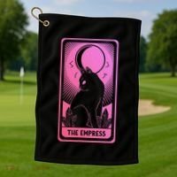 Tarot Card Cat Women Mystical Moon Occult The Empress Golf Towel thumb 1