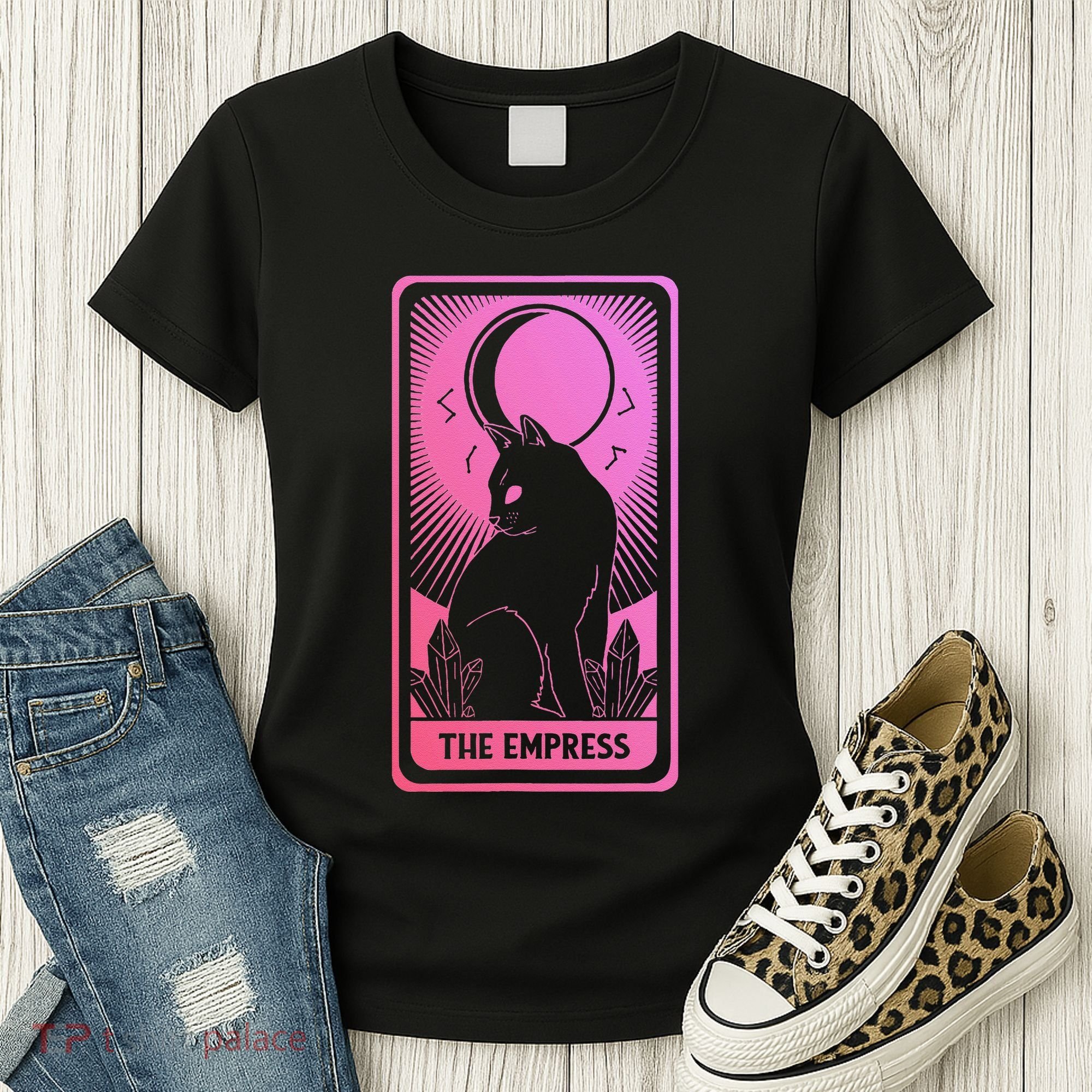 Tarot Card Cat Women Mystical Moon Occult The Empress Women's T-Shirt