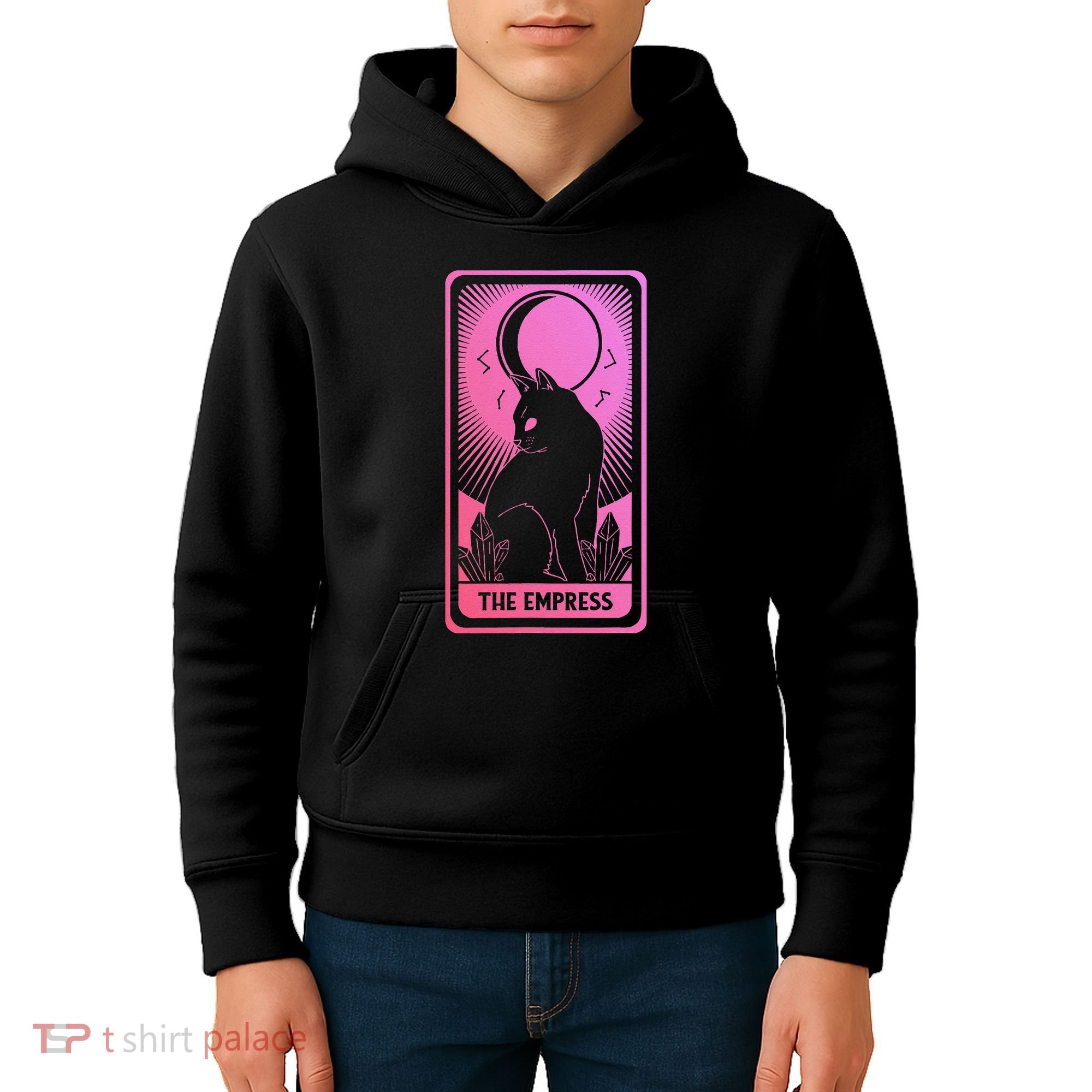 Tarot Card Cat Women Mystical Moon Occult The Empress Kids Hoodie