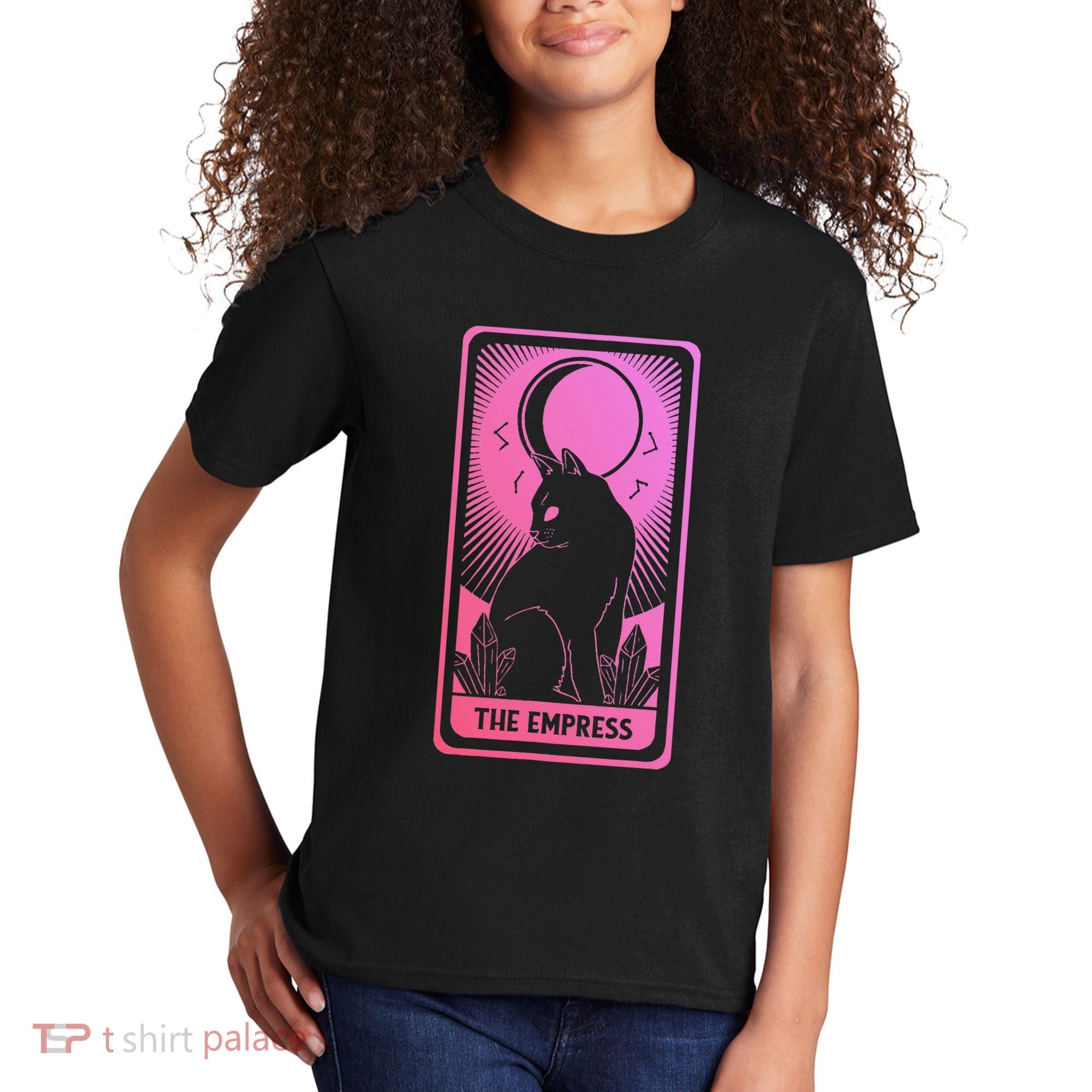 Tarot Card Cat Women Mystical Moon Occult The Empress Kids T-Shirt