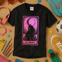 Tarot Card Cat Women Mystical Moon Occult The Empress Kids T-Shirt thumb 3