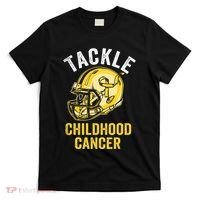 Tackle Childhood Cancer Awareness Football Gold Ribbon T-Shirt thumb 0