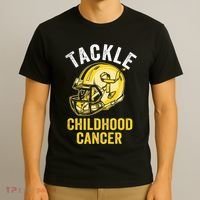 Tackle Childhood Cancer Awareness Football Gold Ribbon T-Shirt thumb 3