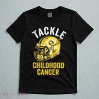 Tackle Childhood Cancer Awareness Football Gold Ribbon T-Shirt thumb 5