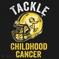 Tackle Childhood Cancer Awareness Football Gold Ribbon T-Shirt thumb 7
