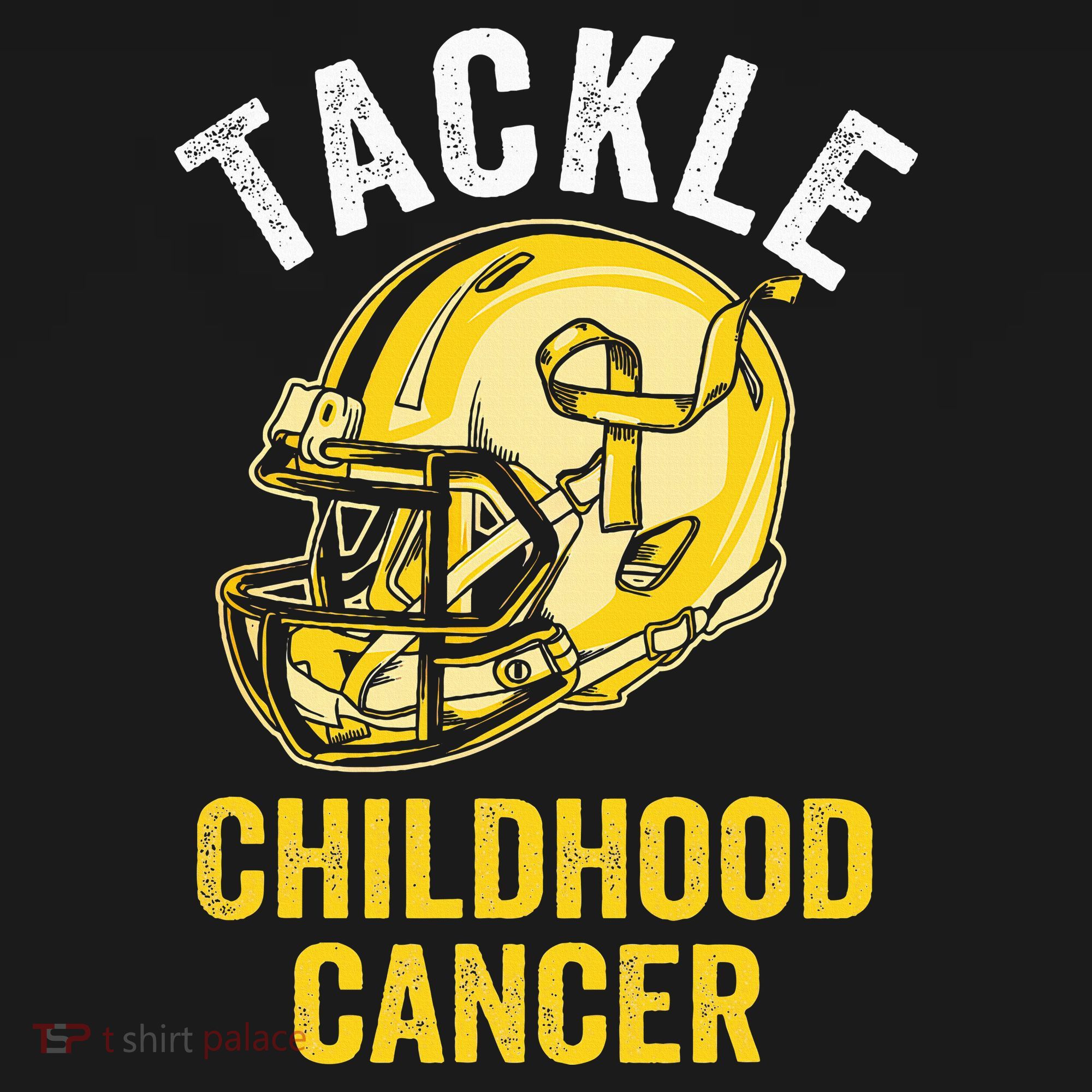 Tackle Childhood Cancer Awareness Football Gold Ribbon T-Shirt