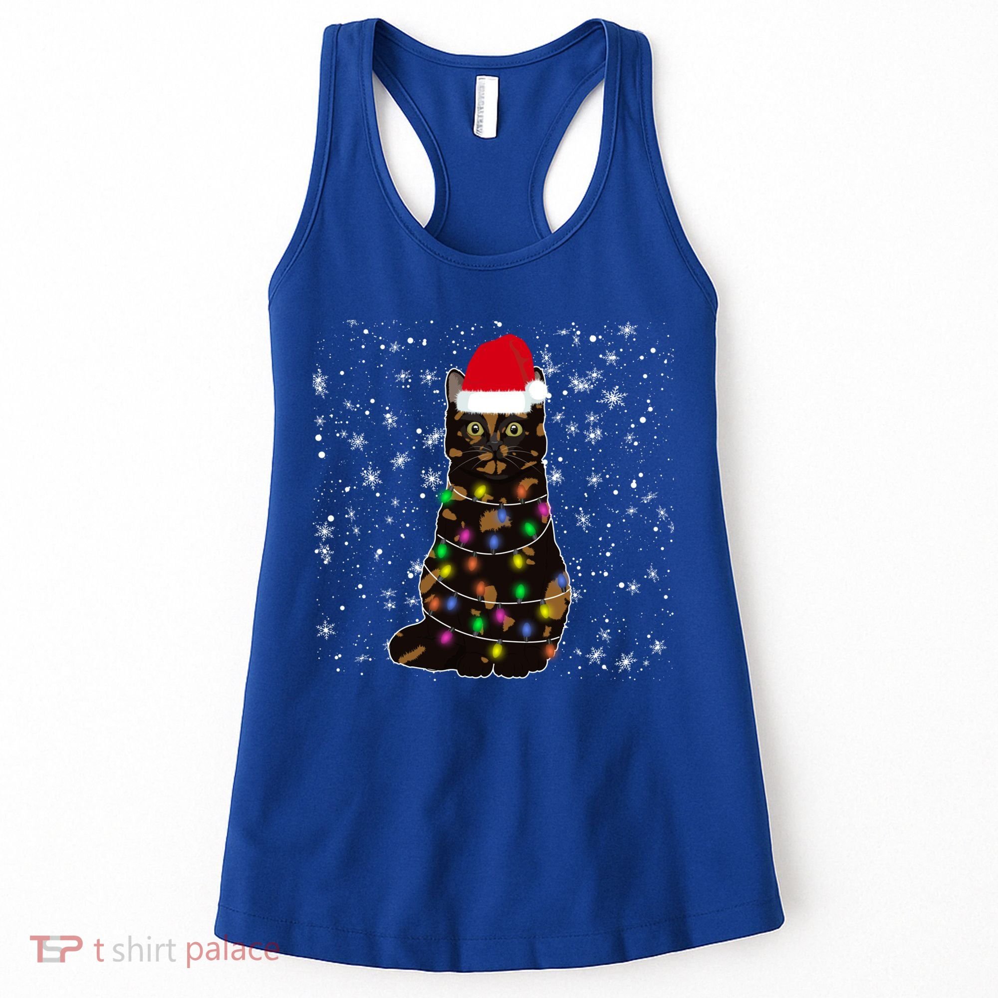 Tortie Cat Christmas Tortie Cat Xmas Party Tortoiseshell Cat Cute Gift Women's Tank Top