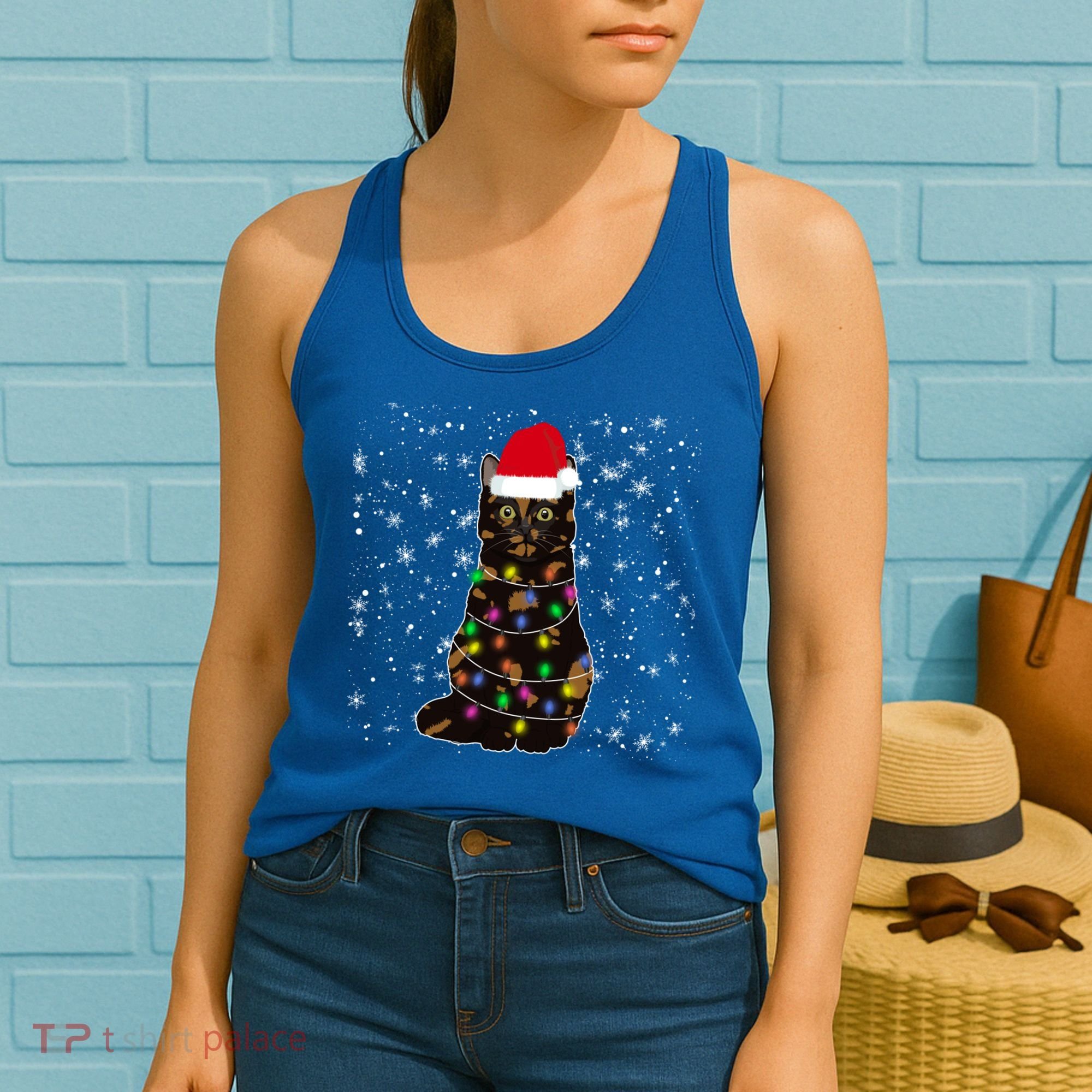 Tortie Cat Christmas Tortie Cat Xmas Party Tortoiseshell Cat Cute Gift Women's Tank Top