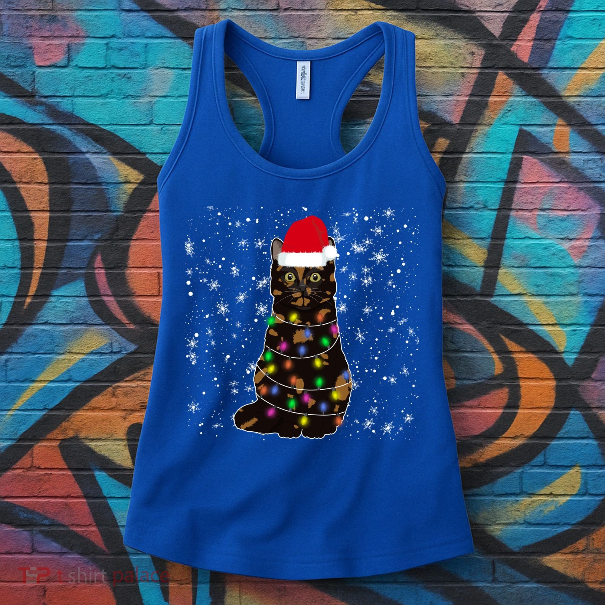 Tortie Cat Christmas Tortie Cat Xmas Party Tortoiseshell Cat Cute Gift Women's Tank Top