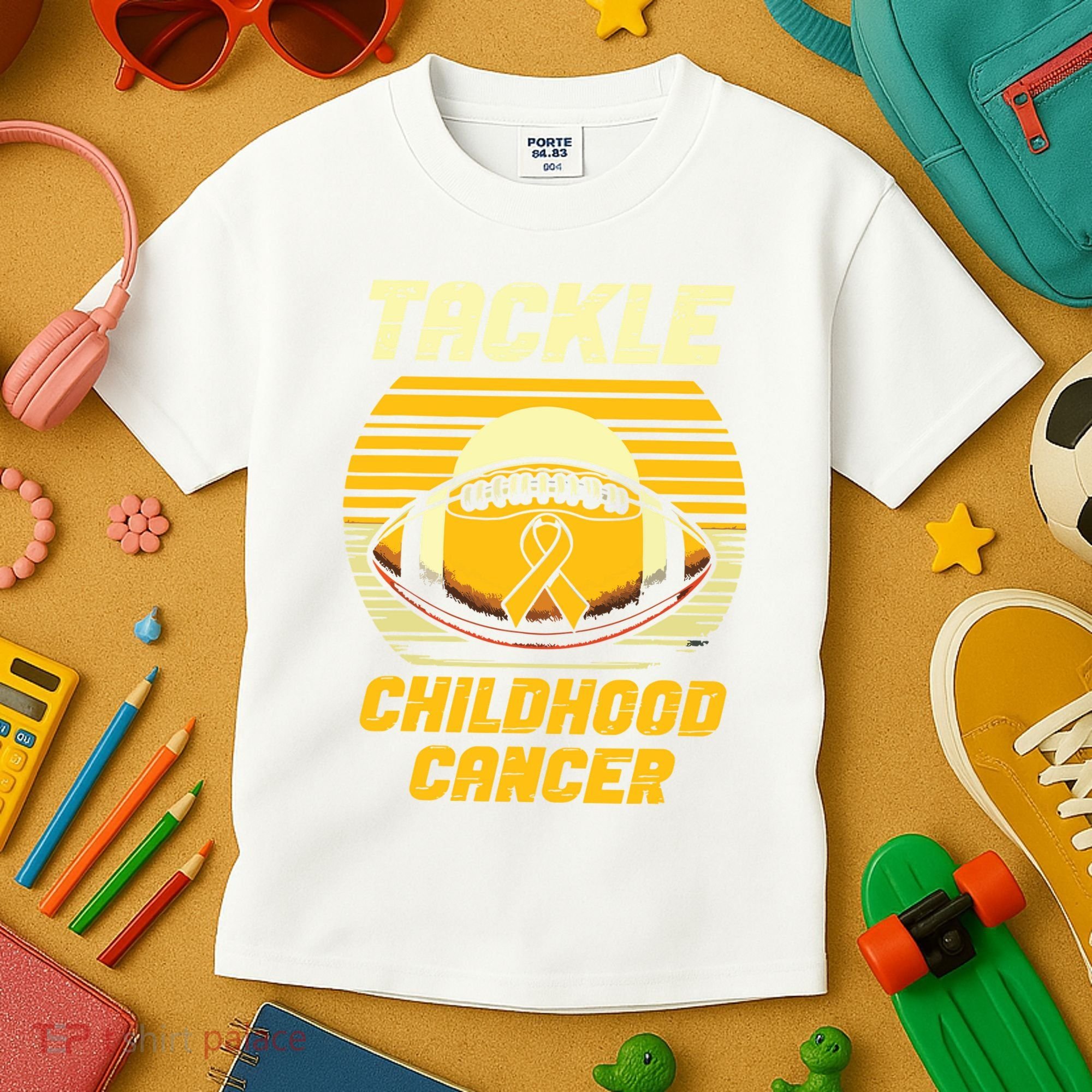 Tackle Childhood Cancer Awareness Kids T-Shirt