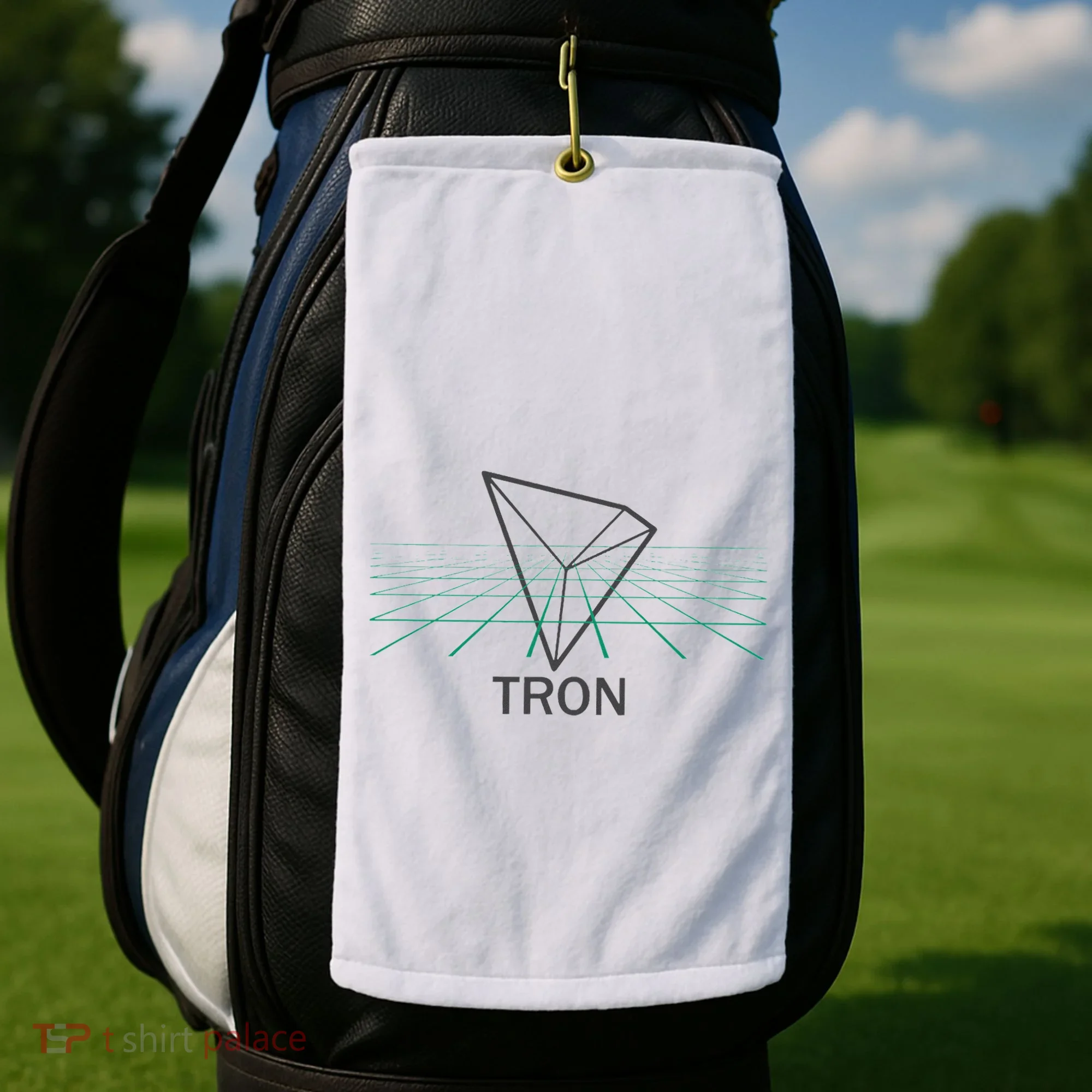 Tron Cryptocurrency Crypto 3d Grid Golf Towel