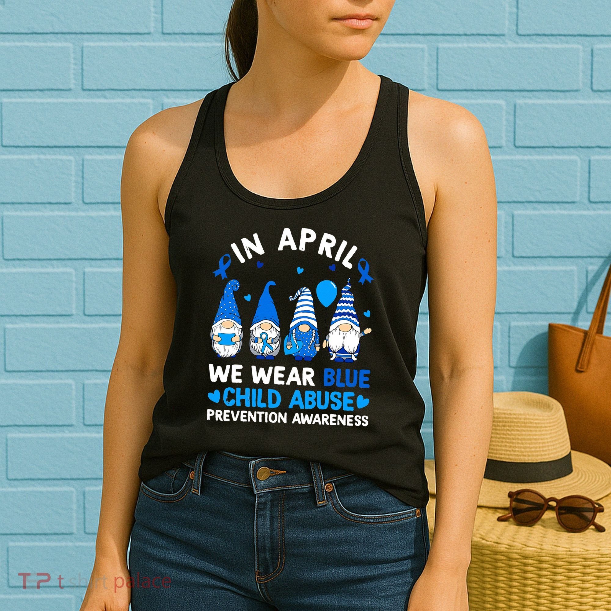 Teachers Cute Child Abuse Prevention Awareness Blue Women's Tank Top