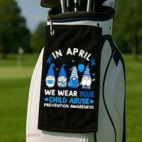 Teachers Cute Child Abuse Prevention Awareness Blue Golf Towel thumb 2