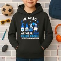 Teachers Cute Child Abuse Prevention Awareness Blue Kids Hoodie thumb 2