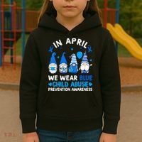Teachers Cute Child Abuse Prevention Awareness Blue Kids Hoodie thumb 3