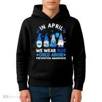 Teachers Cute Child Abuse Prevention Awareness Blue Kids Hoodie thumb 4