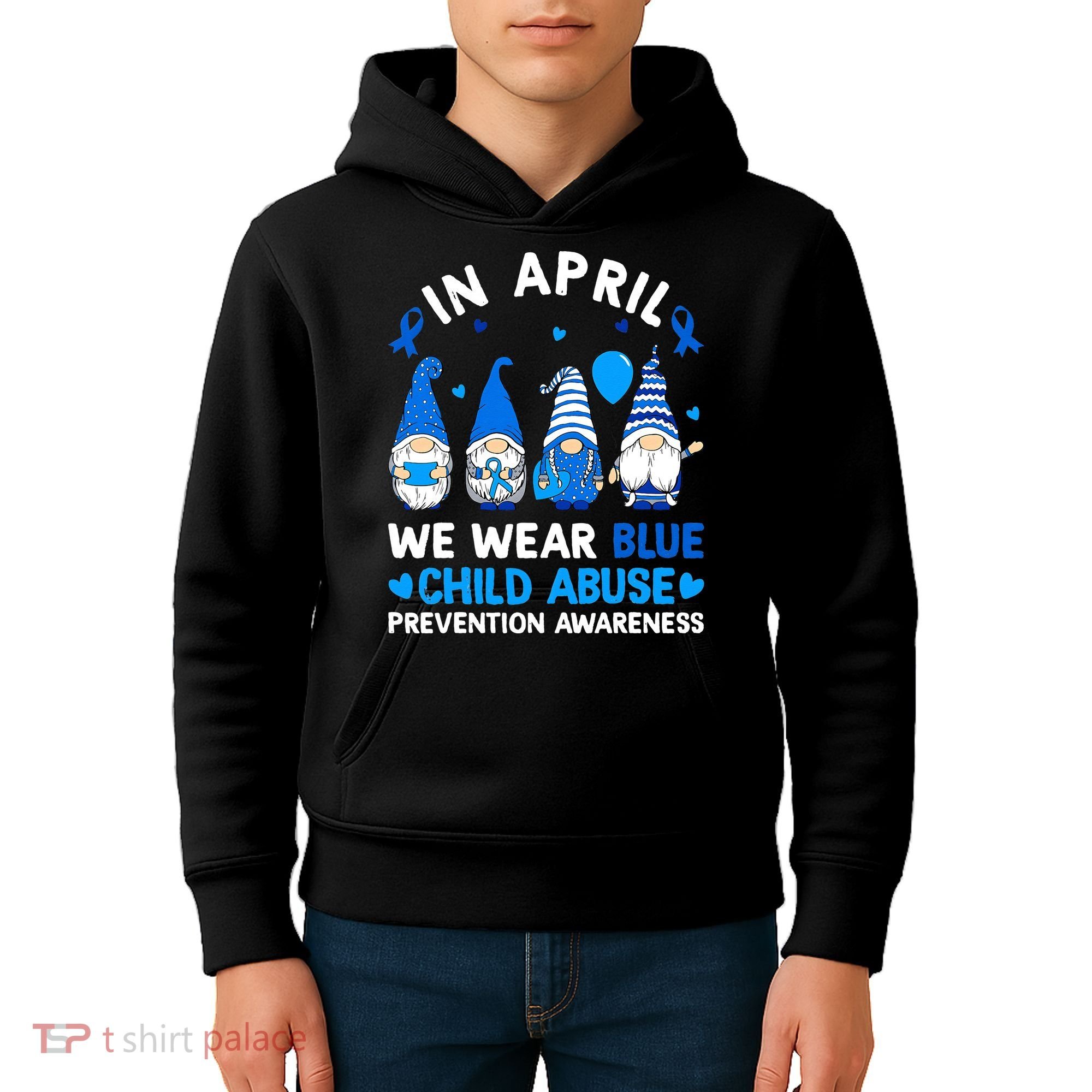 Teachers Cute Child Abuse Prevention Awareness Blue Kids Hoodie