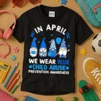 Teachers Cute Child Abuse Prevention Awareness Blue Kids T-Shirt thumb 3