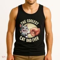 The Coolest Cat Dad Ever FatherS Day Tank Top thumb 3