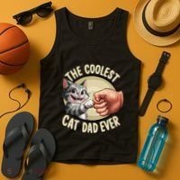 The Coolest Cat Dad Ever FatherS Day Tank Top thumb 4