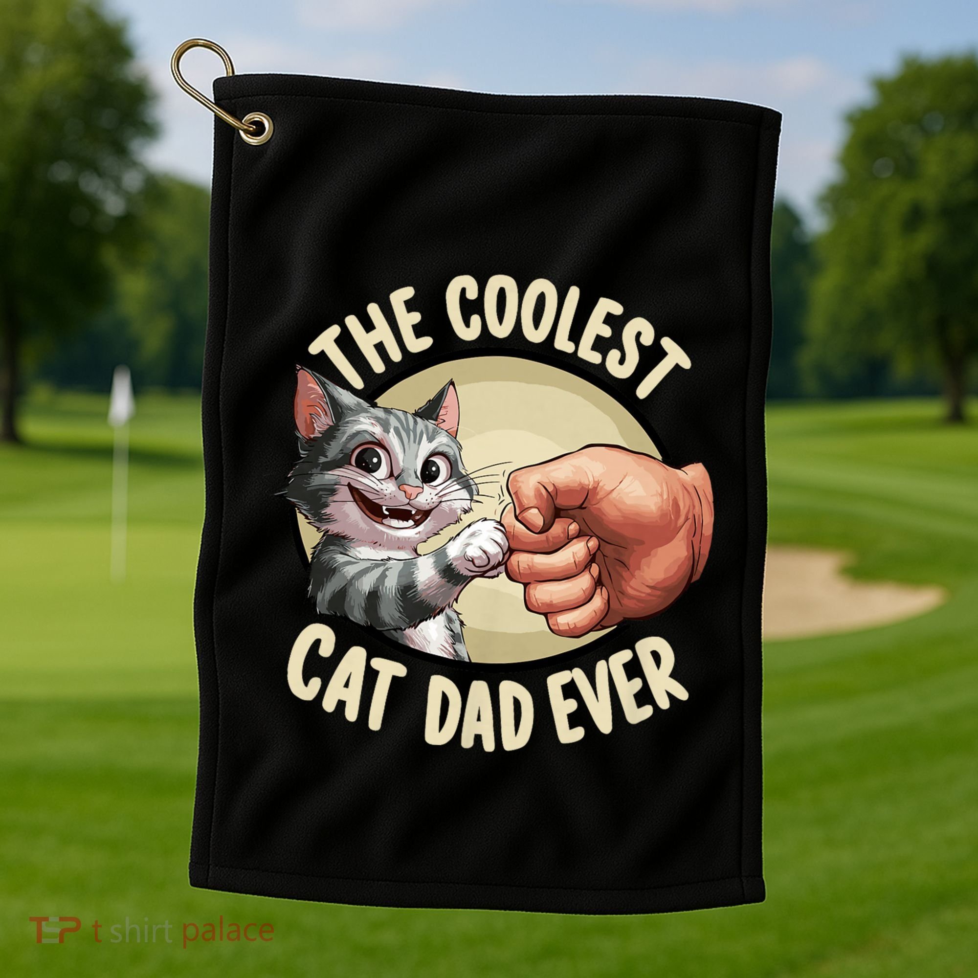 The Coolest Cat Dad Ever FatherS Day Golf Towel