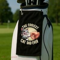 The Coolest Cat Dad Ever FatherS Day Golf Towel thumb 2
