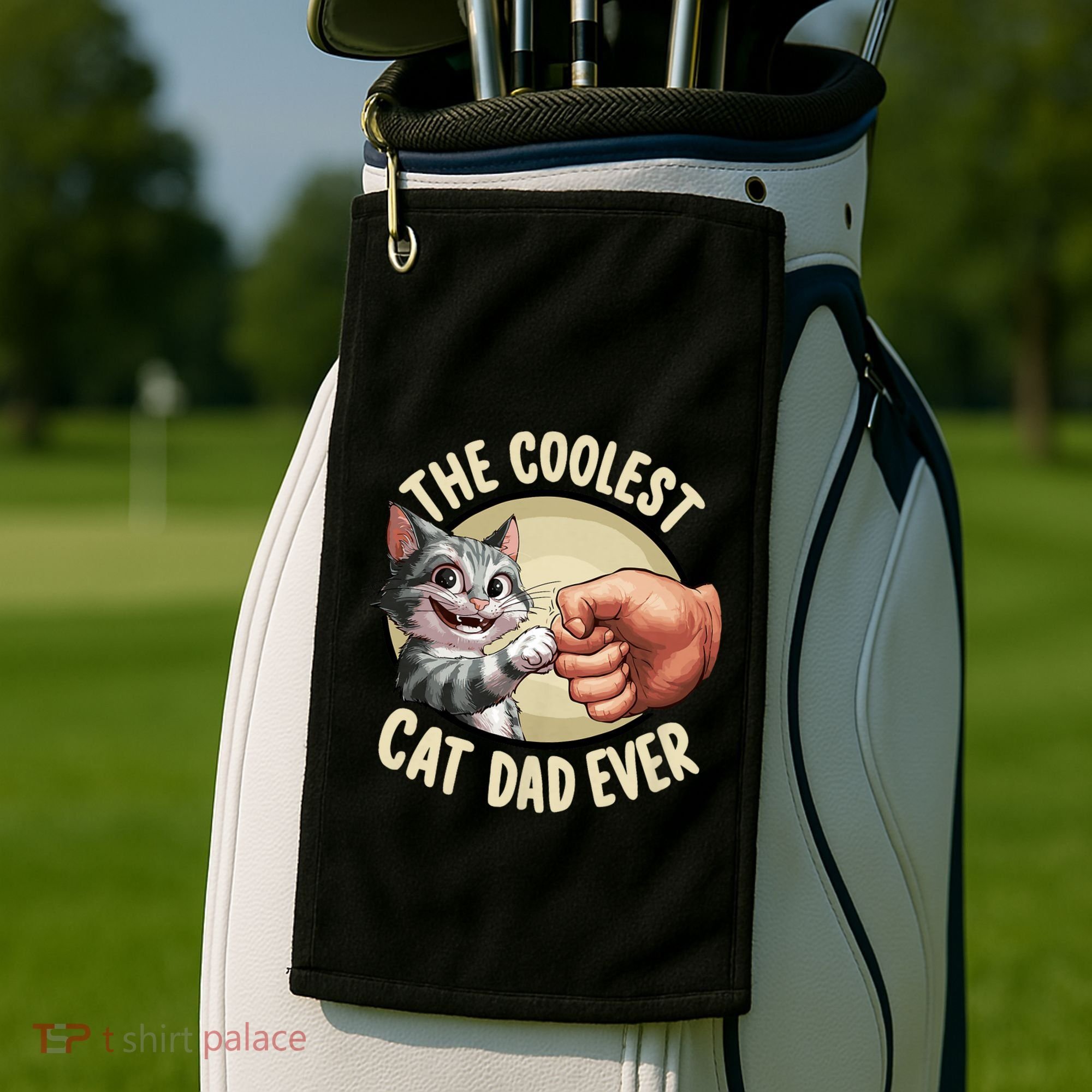 The Coolest Cat Dad Ever FatherS Day Golf Towel