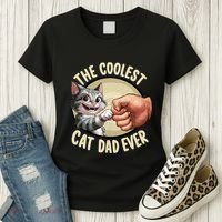 The Coolest Cat Dad Ever FatherS Day Women's T-Shirt thumb 3