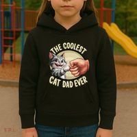 The Coolest Cat Dad Ever FatherS Day Kids Hoodie thumb 3