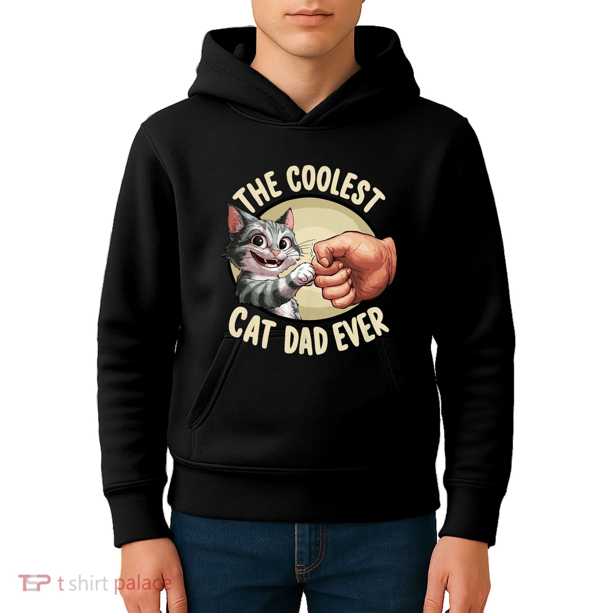 The Coolest Cat Dad Ever FatherS Day Kids Hoodie
