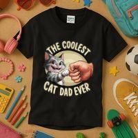 The Coolest Cat Dad Ever FatherS Day Kids T-Shirt thumb 3
