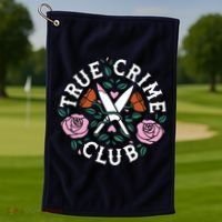 True Crime Club Funny True Crime Fan Golf Towel thumb 1