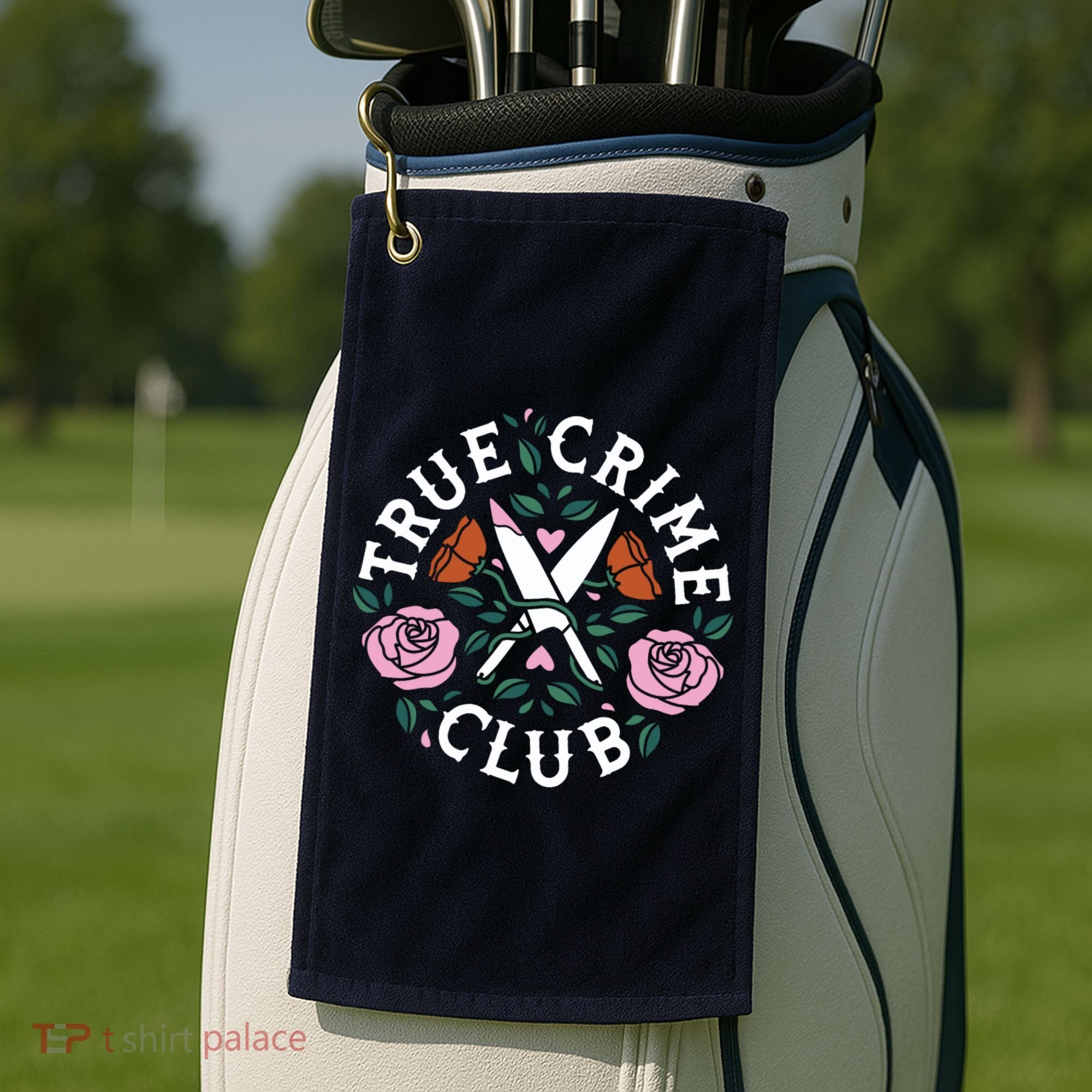 True Crime Club Funny True Crime Fan Golf Towel