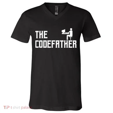 The Codefather Coding Coder Developer Computer Nerd V-Neck T-Shirt