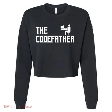 The Codefather Coding Coder Developer Computer Nerd Cropped Pullover Crew