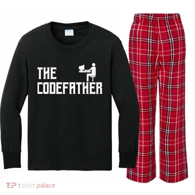 The Codefather Coding Coder Developer Computer Nerd Kids Long Sleeve Plaid Pajama Set