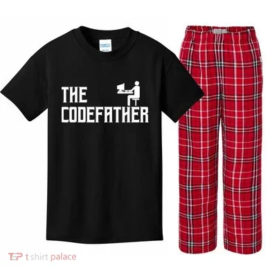 The Codefather Coding Coder Developer Computer Nerd Kids Plaid Pajama Set