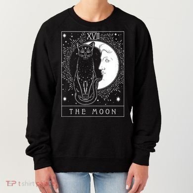 Tarot Card Crescent Moon And Cat Graphic Women's Sweatshirt