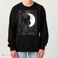 Tarot Card Crescent Moon And Cat Graphic Women's Sweatshirt thumb 0