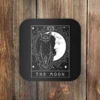 Tarot Card Crescent Moon And Cat Graphic Coaster thumb 0