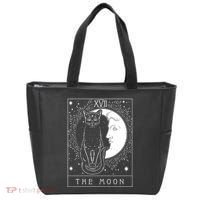 Tarot Card Crescent Moon And Cat Graphic Tote Bag thumb 0