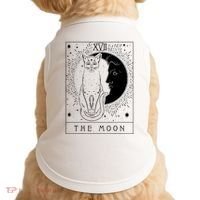 Tarot Card Crescent Moon And Cat Graphic Doggie Tank thumb 0