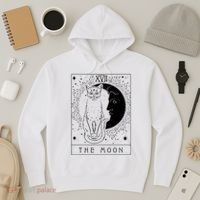 Tarot Card Crescent Moon And Cat Graphic Hoodie thumb 3