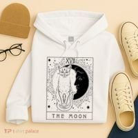 Tarot Card Crescent Moon And Cat Graphic Hoodie thumb 4