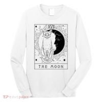 Tarot Card Crescent Moon And Cat Graphic Long Sleeve Shirt thumb 0