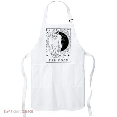 Tarot Card Crescent Moon And Cat Graphic Apron