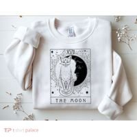 Tarot Card Crescent Moon And Cat Graphic Sweatshirt thumb 2