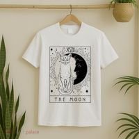 Tarot Card Crescent Moon And Cat Graphic T-Shirt thumb 2
